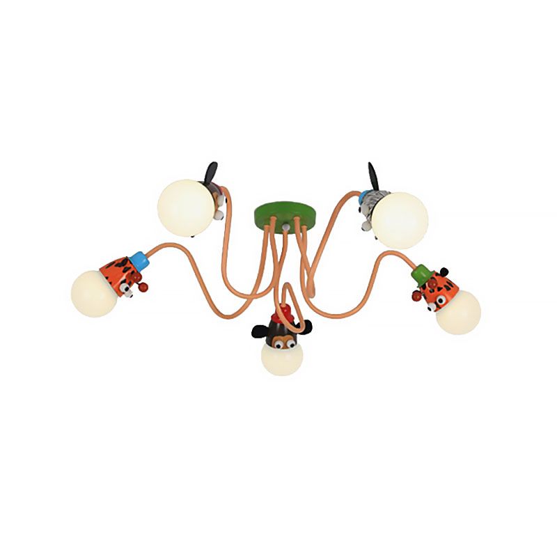 Diervormig plafondarmatuur Cartoon stijl metalen meerkleurige hanglamp voor de kleuterschool