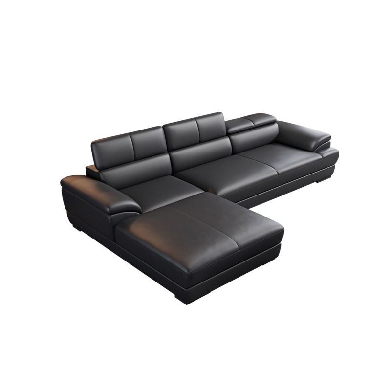 Black Contemporary Cushion Back Sofa/Sectional for Living Room