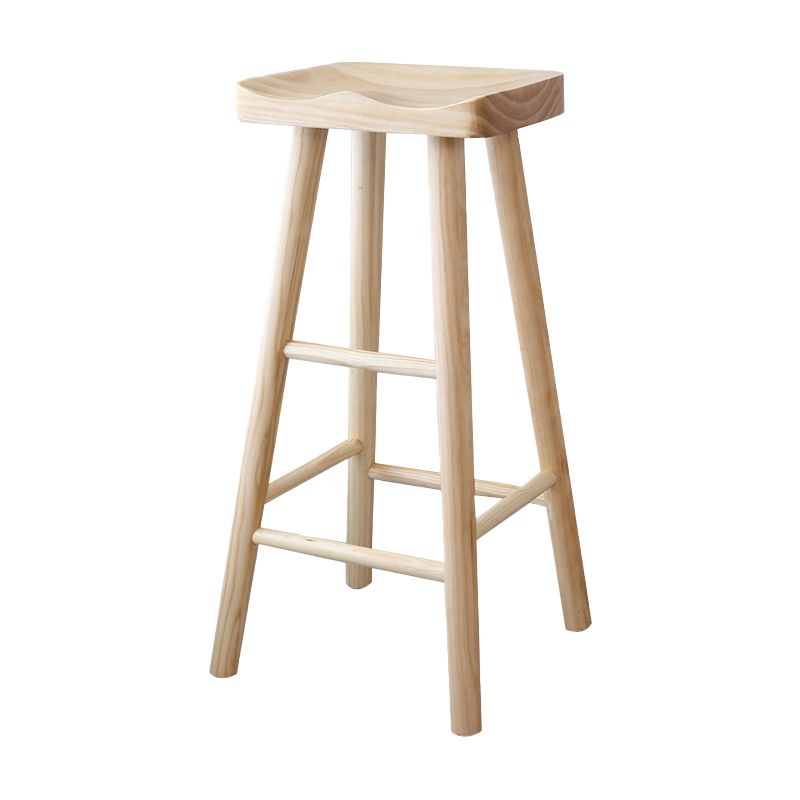 Coffee Shop Contemporary Barstool Indoor Wood 4 Legs Bar Stool with Pedal