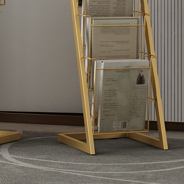 Closed Back Ladder Bookcase Glam Style Metal Book Shelf for Home Office