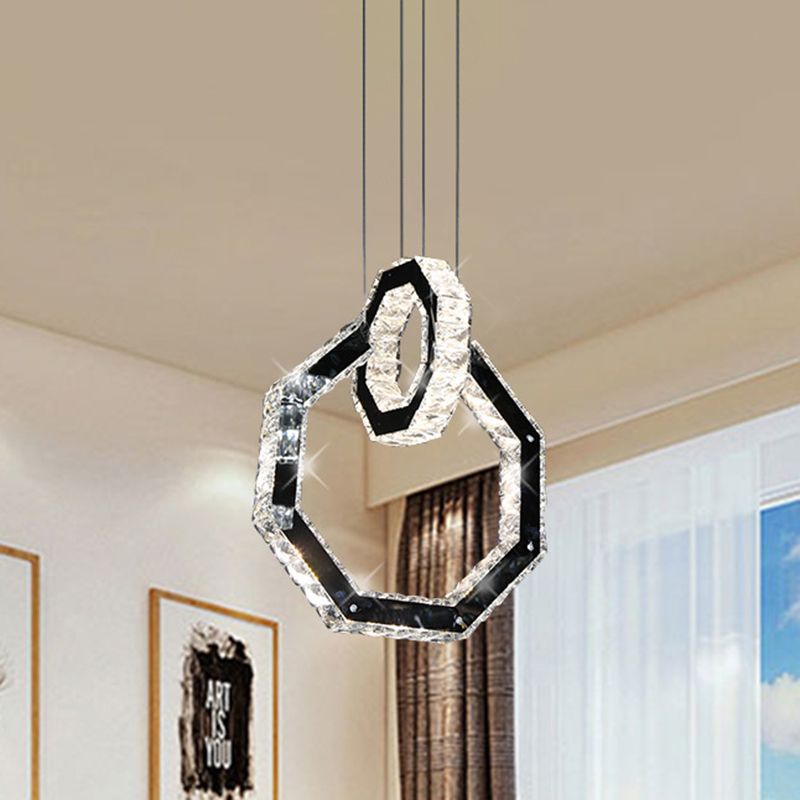 Polygon Crystal Chandelier Light Minimaliste LED Black Pendant Lighting