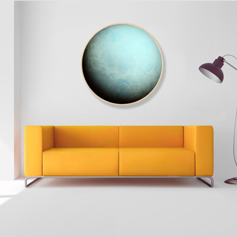 Outer Space Planet Wall Art Kids Textured Bedroom Canvas Print in Soft Color, Optional Sizes