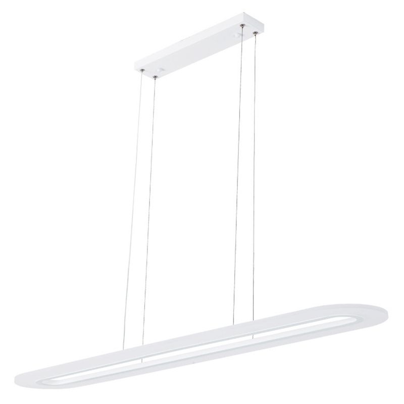 Modern Minimalist Oval Island Light Acrylic LED Strip Restaurant Pendant Lighting In White