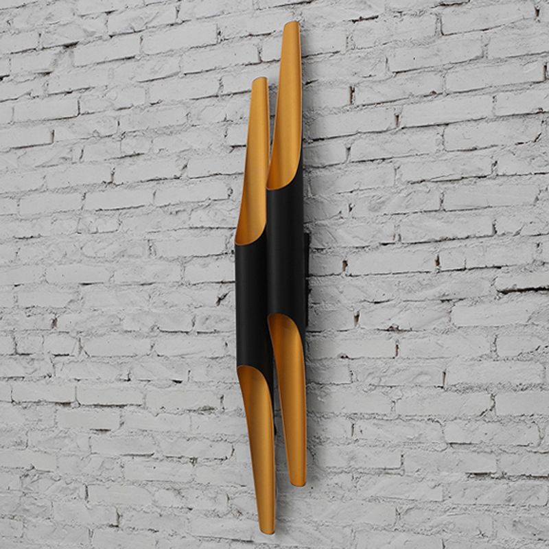 Aluminum Cut-Tubular Wall Lamp Contemporary Black Wall Mount Light Fixture for Bedside