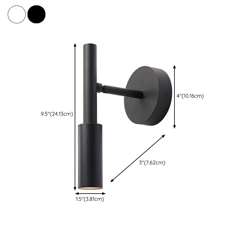 Single Modernism Style White/Black Wall Mounted Sconce Metallic Wall Light for Bedroom
