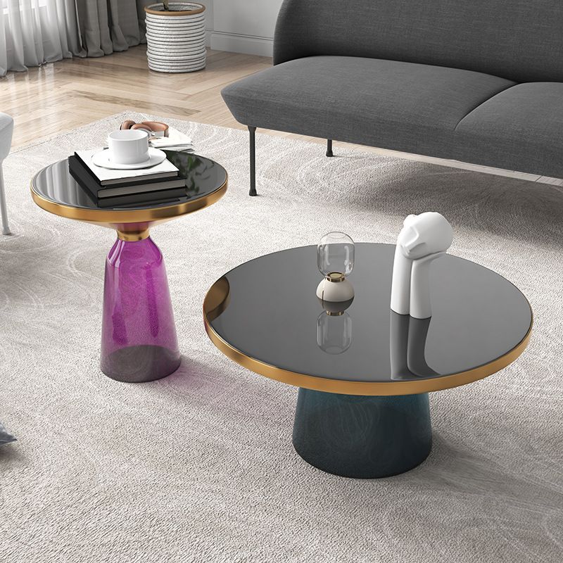 13.7"/20.8" Tall Modern Glass Pedestal Round Table Top Coffee Table