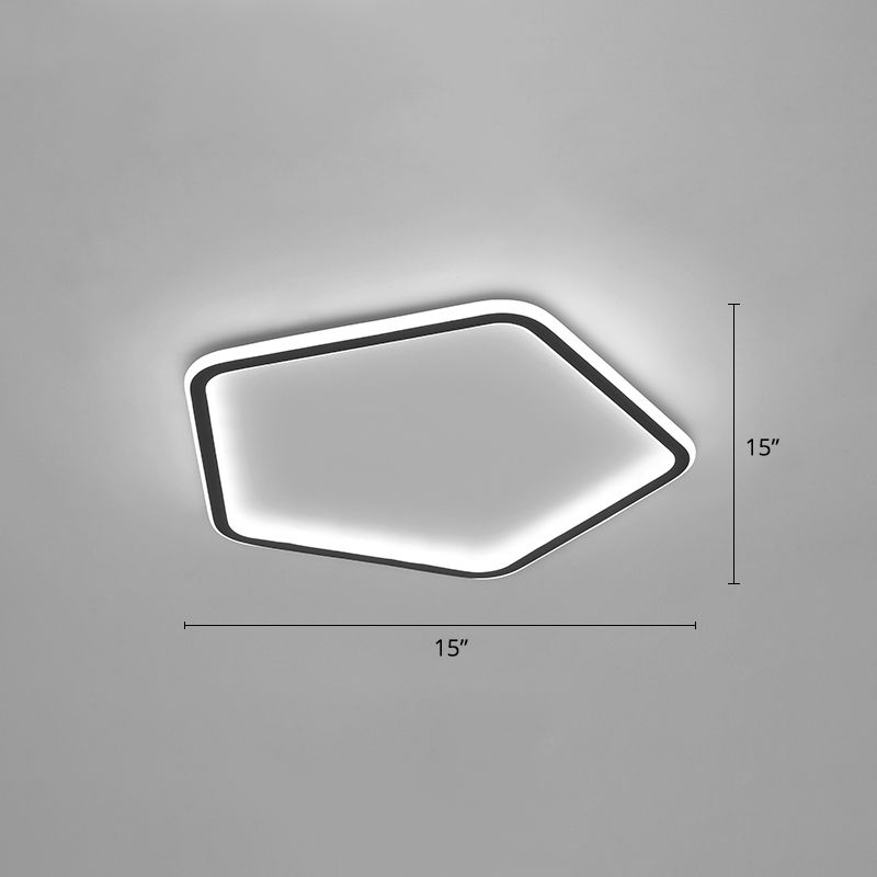 Minimalist Pentagon Ultrathin Ceiling Light Aluminum Bedroom LED Flush Mount Light in Black