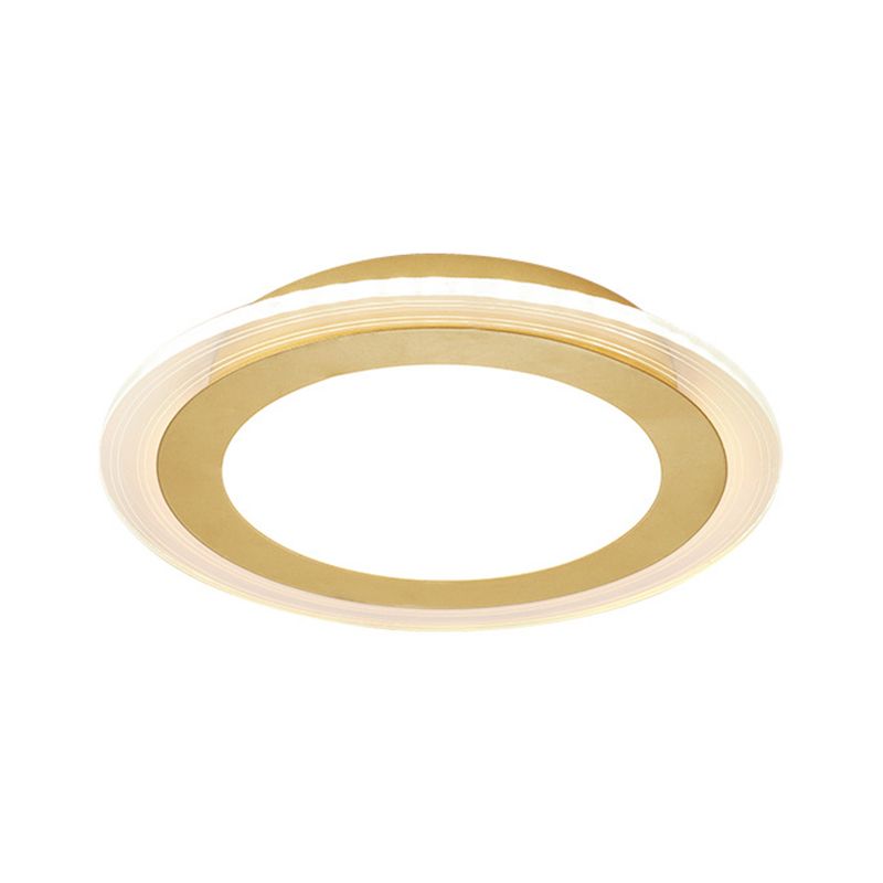 Gold Disk LED Flush Mount Lamp Simplicity Acrylic Close to Ceiling Light Fixture in Warm / White/3 Color Light for Corridor