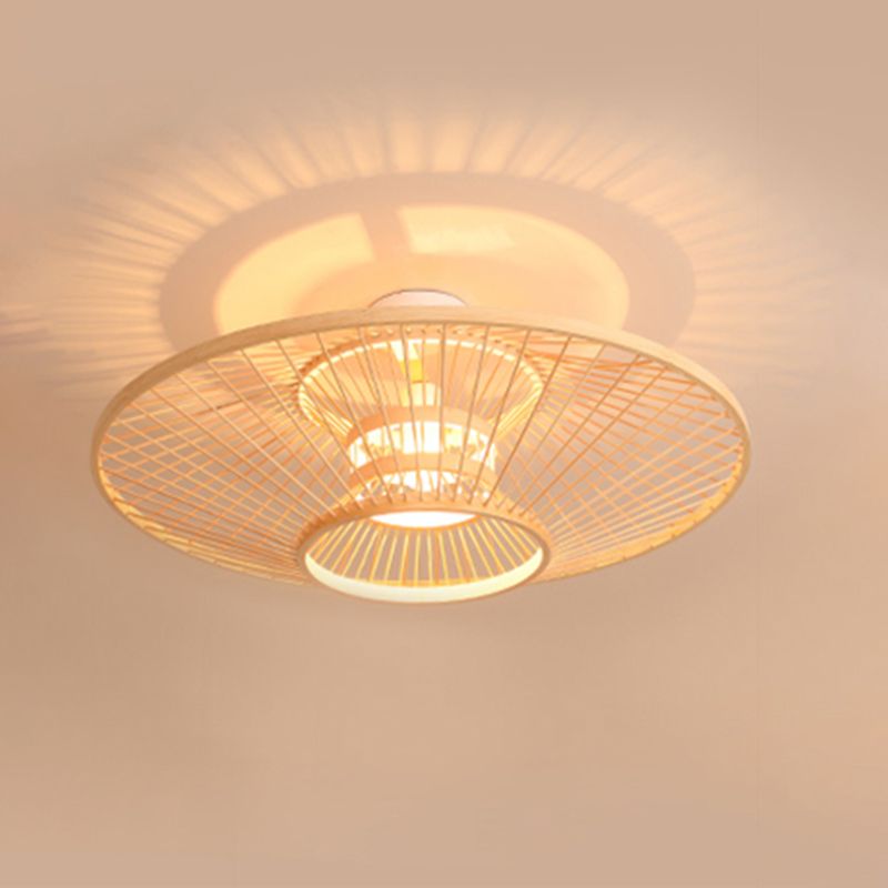 Untertasse Bamboo Deckenleuchte Asia Wohnzimmerdecke Licht in Beige