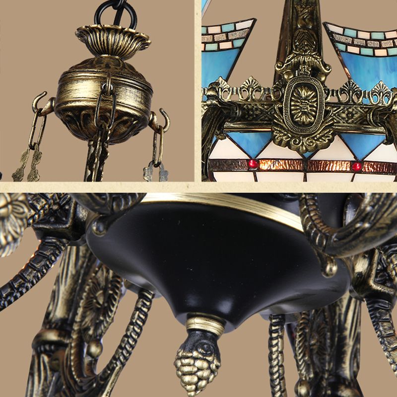 Star lampadario Apparecchiatura di illuminazione mediterranea vetrate in vetro appeso il lampadario