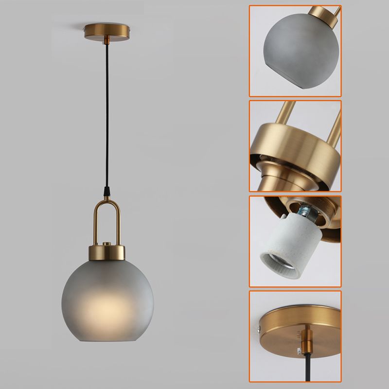Modern Minimalist Gold Suspension Pendant Glass 1 Light Coffee Shop Hanging Ceiling Light