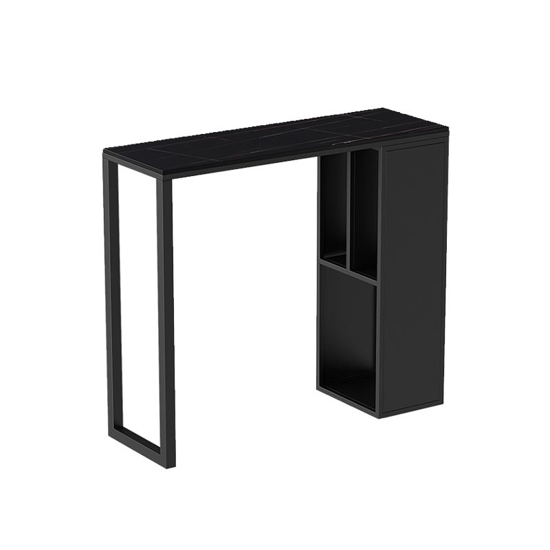 Modern Sintered Stone Top Double Pedestal Bar Table for Kitchen Dining Room