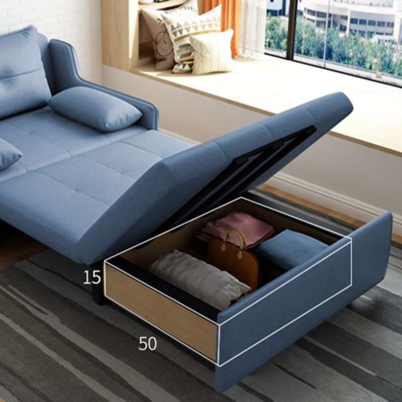 33" Wide Scandinavian Sleeper Sofa Futon Blue Storage Sleeper Sofa