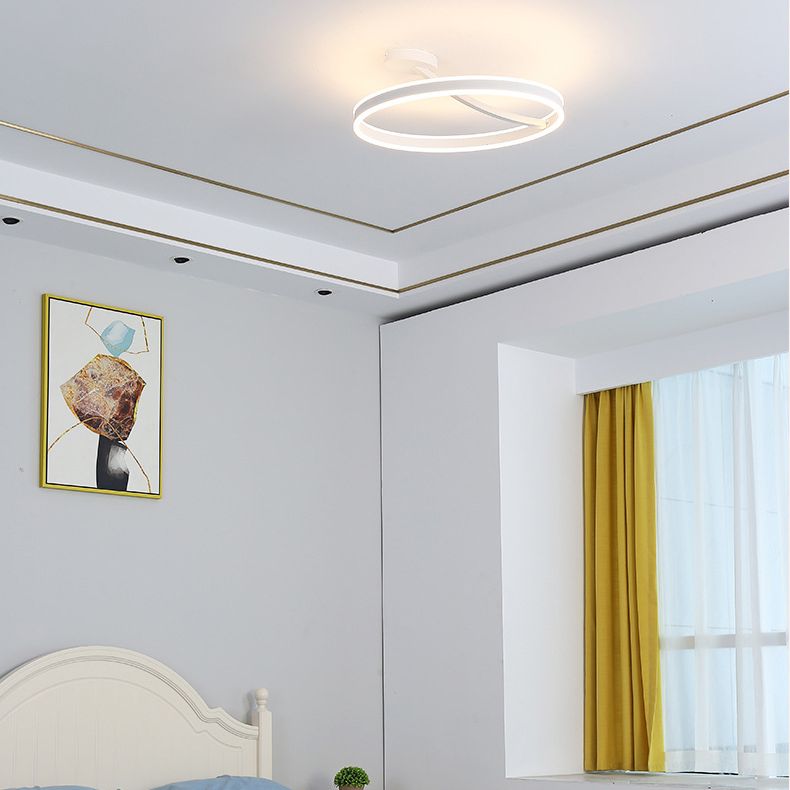 Aluminium Linear LED Semi Flush Mount in Modern Simplicity Acrylic 2-Light Ceiling Light for Bedroom