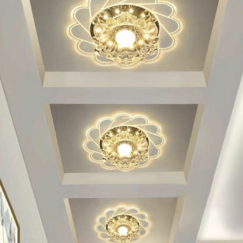 Éclairage encastré en cristal en forme de fleur luminaire encastré LED transparent minimaliste