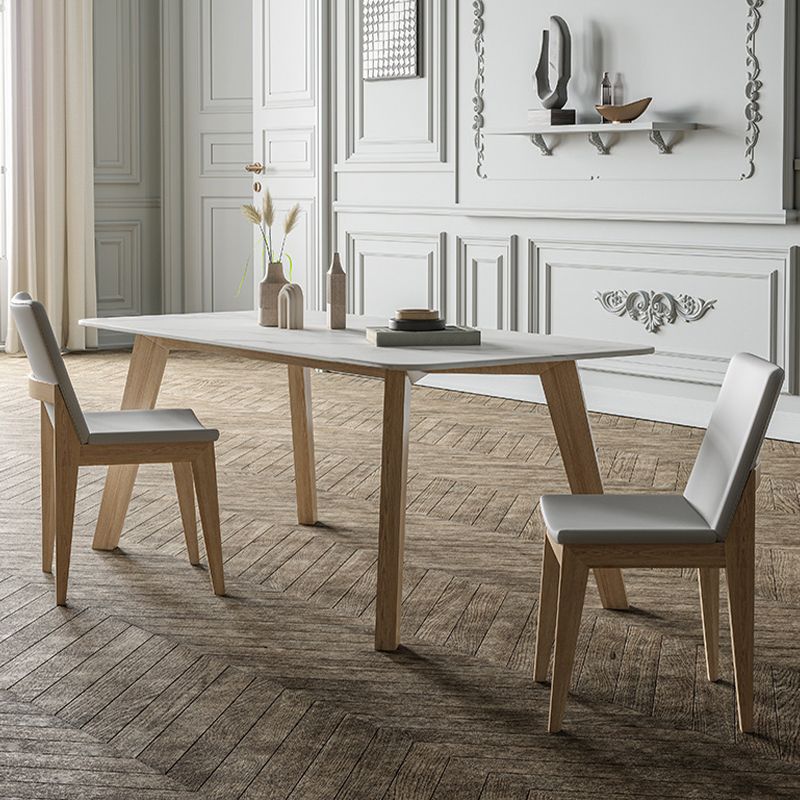 White Stone Top Table for Home Mid-Century Modern Dining Table