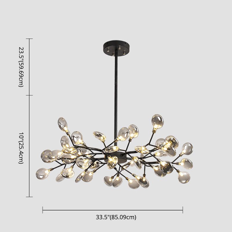 Candelera de lámpara de lámpara colgante posmoderna enchufefirlies lámpara de techo de vidrio para sala de estar