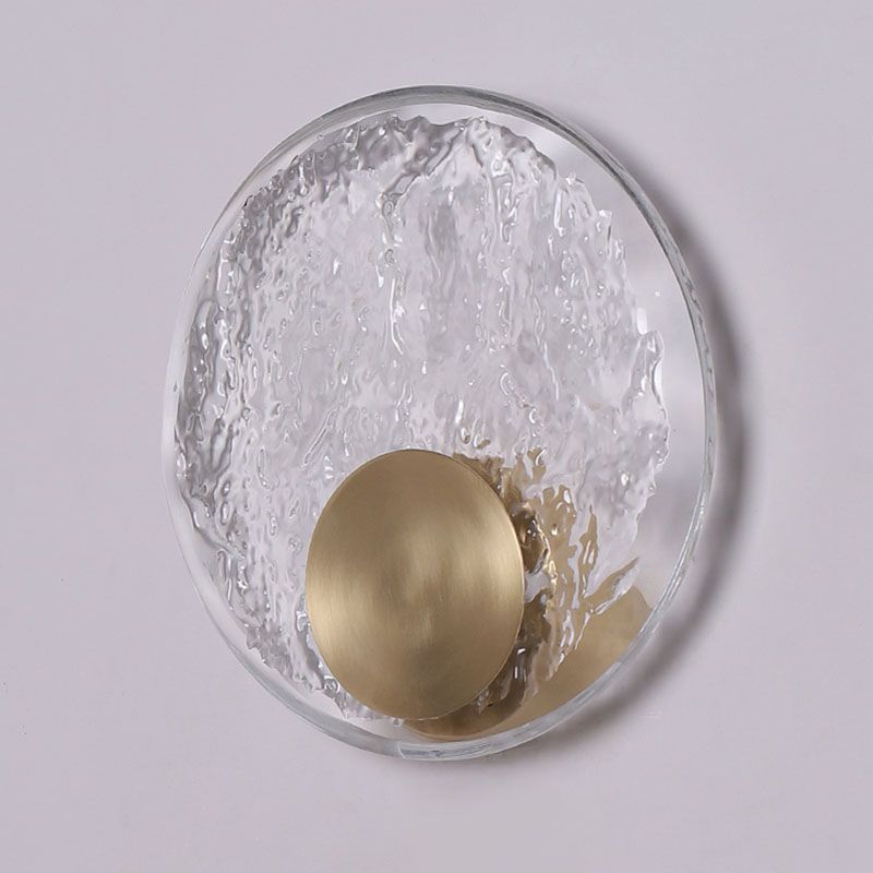 Circular Wall Mount Light Modern Style Clear Crystal 1-Light Sconce Light Fixtures in Gold