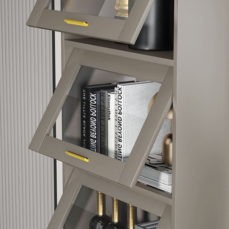 Glam Champagne/White Closed Back Standard Wood Shelf Bookcase for Living Room