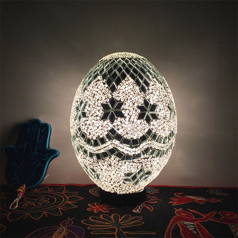 Lampada da notte a forma di uovo per camera da letto, tradizionale vetro artistico laminato a mano, 1 luce, lampada da lavoro bianca/rossa/blu