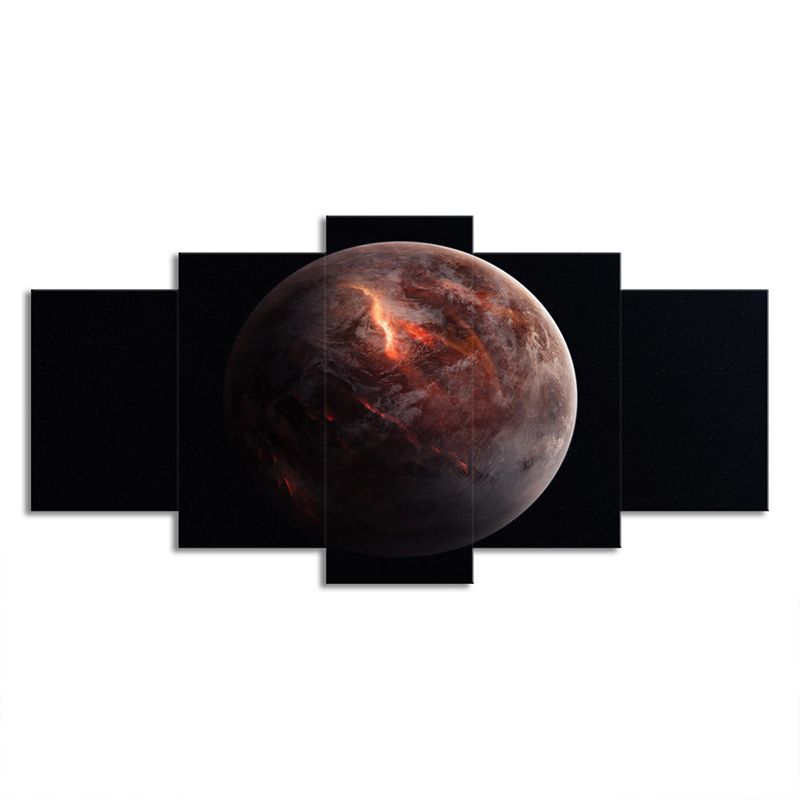 Red Planet Sphere Canvas Print Outer Space Fictional Multi-Piece Wall Art for Bedroom