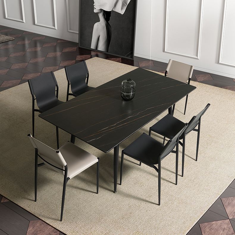 Chaise d'appoint de salle à manger contemporaine en cuir, finition mate, dossier solide (Ensemble de 2)