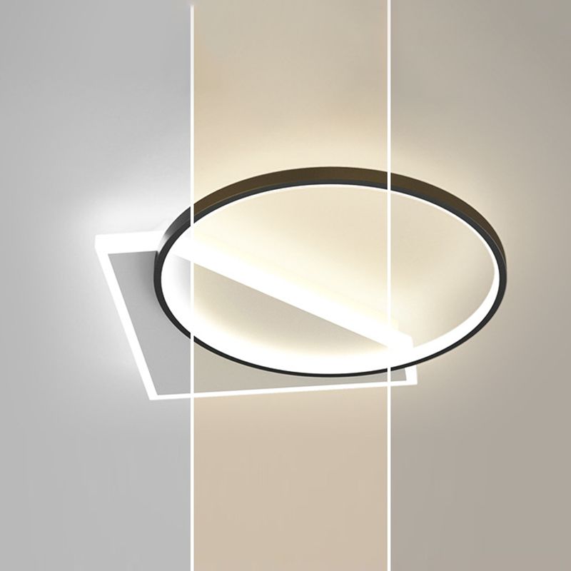 Plafonnier encastré géométrique en métal, LED moderne, proche du plafonnier, noir et blanc