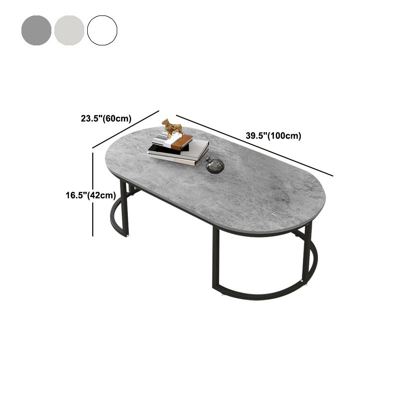 Oval Modern Coffee Table Wood Minimalist Coffee Table for Living Room
