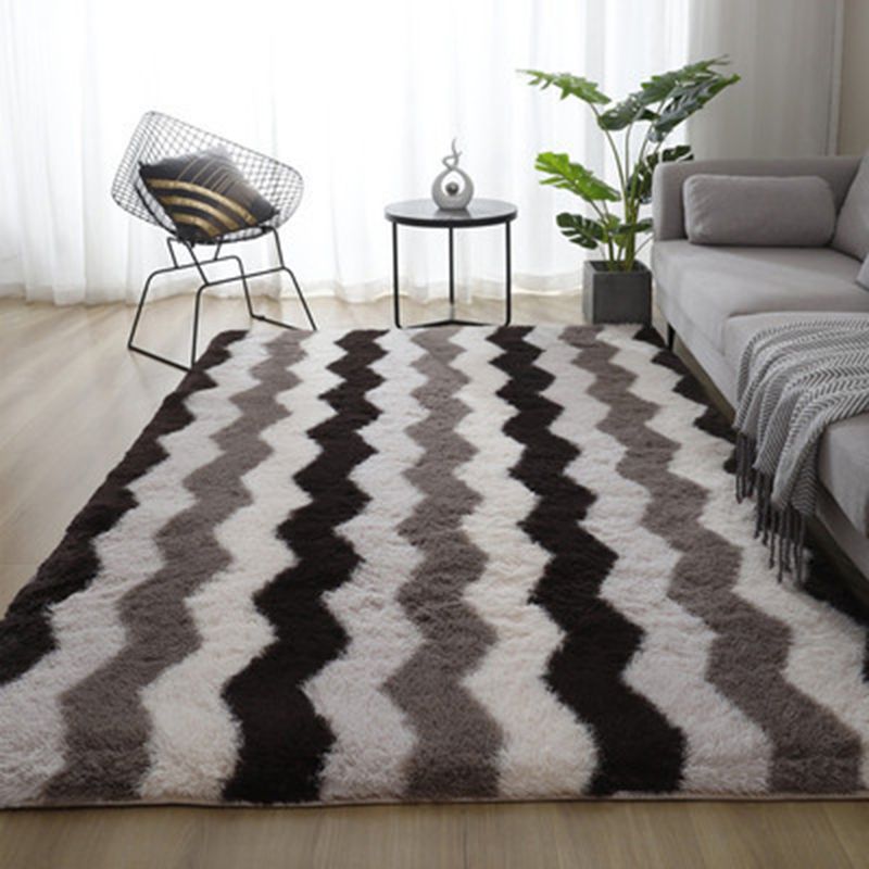 Tapis imprimé couleur contrastée noir et blanc, en Polyester, décontracté, lavable, pour la décoration de la maison