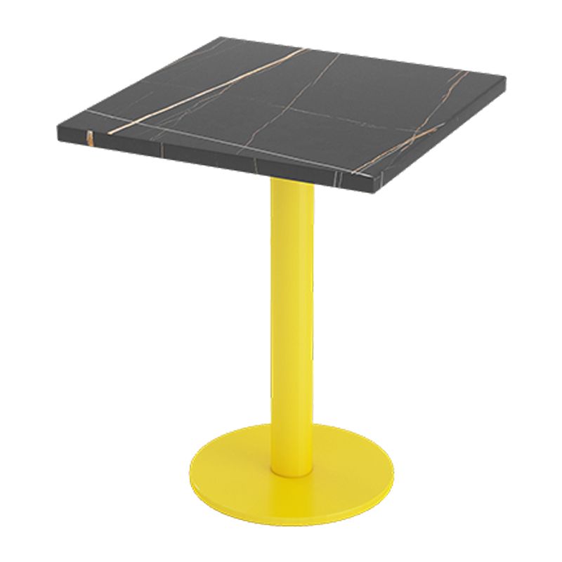 Industrial Style Sintered Stone Dinner Room Kitchen Table Black Top Table with Yellow Frame