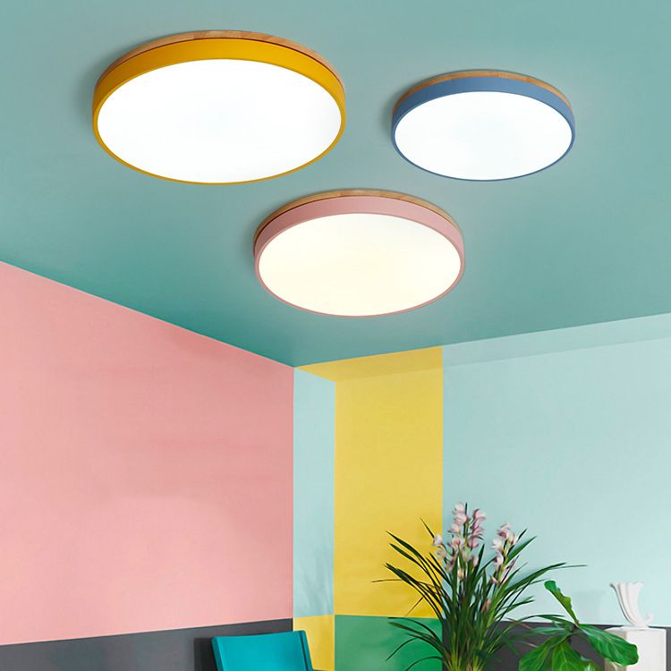 Modern Style Circle Shape Ceiling Lighting Metal 1 Light Ceiling Lamp for Bedroom