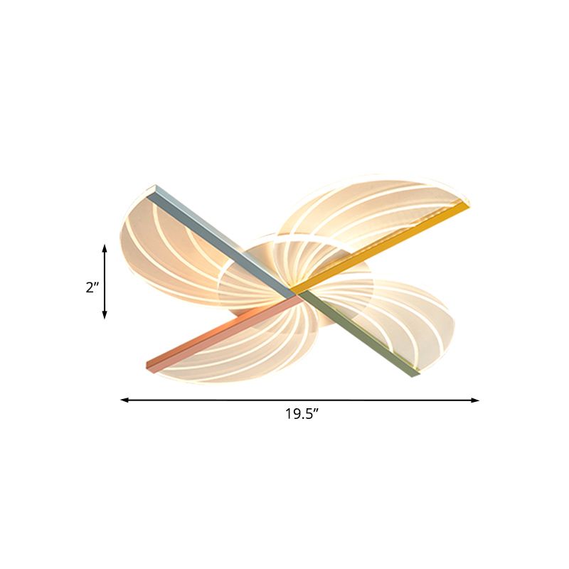 Nordic Style Windmolen Flush Verlichting Clear Acryl LED Slaapkamer Flushmount Lamp in Wit