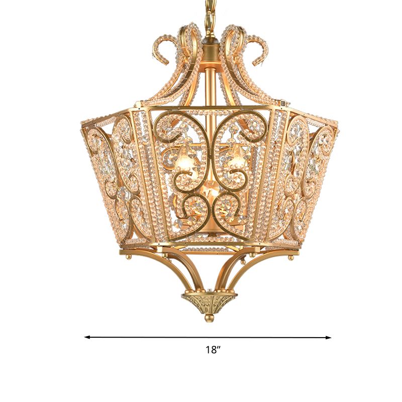 Lámpara de araña de cuentas Cristal K9 4 Bulbos Sala de estar Luz de lámpara en negro/dorado