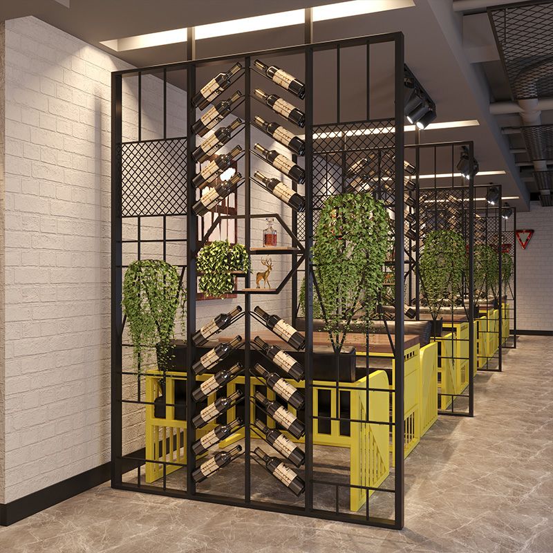 Industrial Floor Wine Rack Bottle Wine Rack Metal Bottle Holder in Black