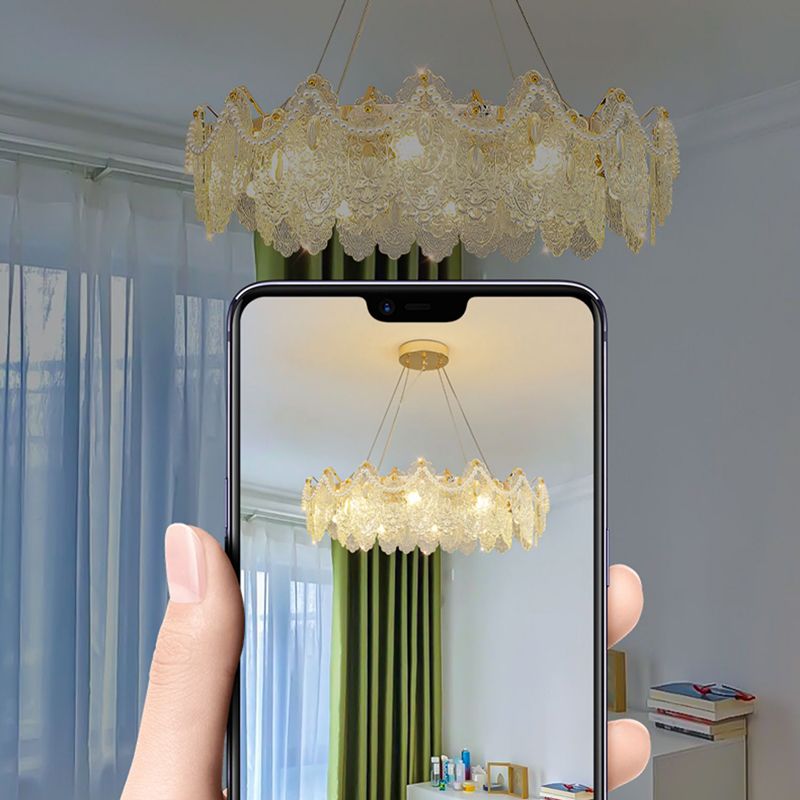 Modern Metal Ceiling Lamp Geometric Shape Island Light with Glass Shade for Bedroom