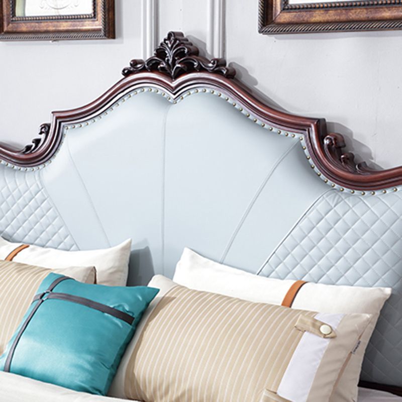 Victorian Tufted Upholstered Bed Frame Solid Wood Mattress Included King Bed in Brown