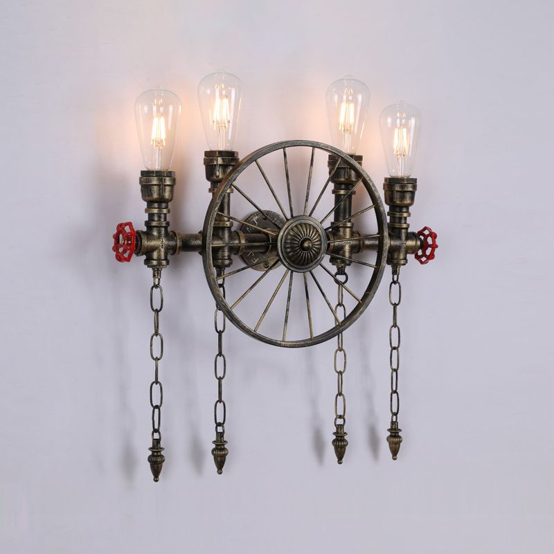 Industrial Metal Wall Light Water Pipe Multi Light Wall Sconce for Cafe