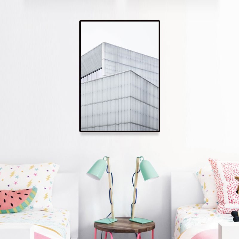Modern Architecture Exterior View Canvas Print Pastel Color Guest Room Wall Art
