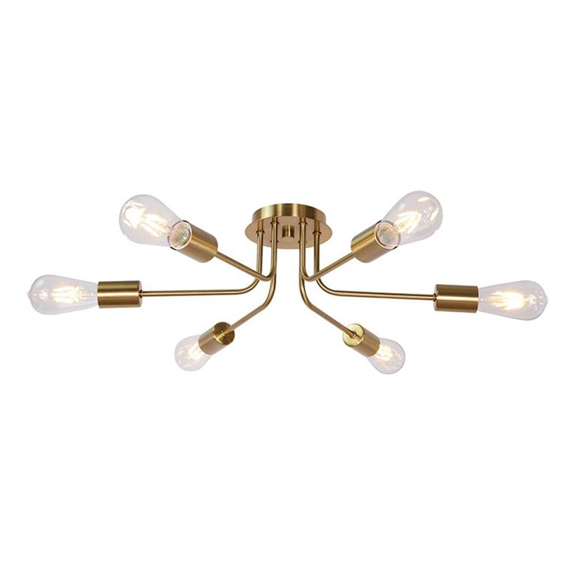 Metal Sputnik Shape Flush Mount Light Modern Multi Lights Flush Mounted Light Fixture