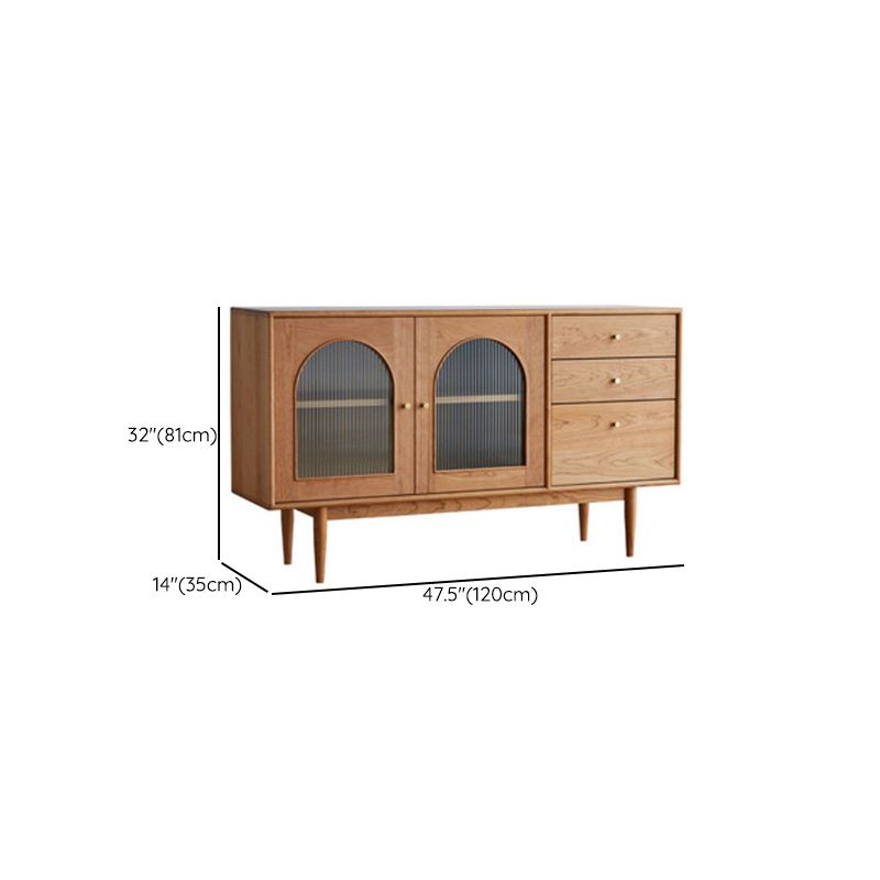 Mid-Century Modern Cabinet Cherry 1Shelves 3 - Drawer Knobs Straight Legs Accent Cabinet