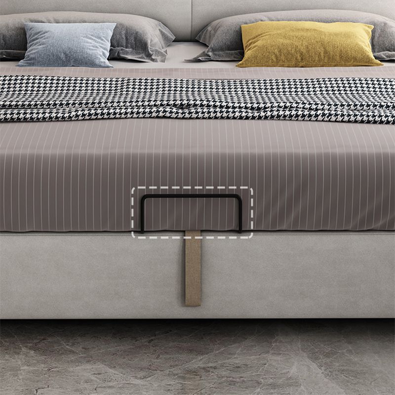 Modern Beige Standard Bed with Rectangular Panel Headboard and Legs
