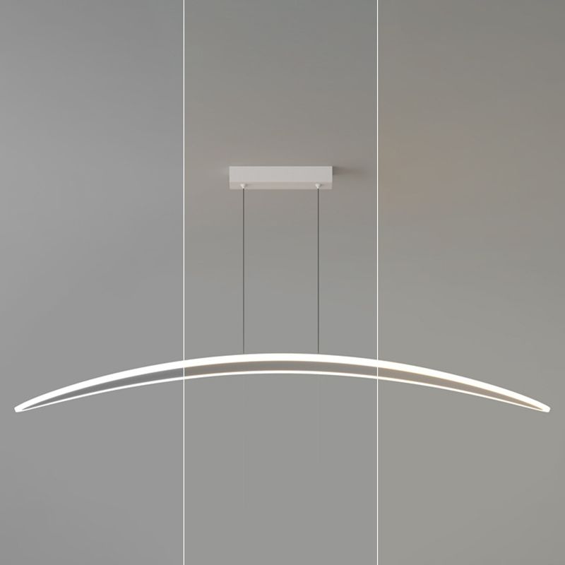 Simple Curved Hanging Island Light Metal LED Dining Room Island Ceiling Light