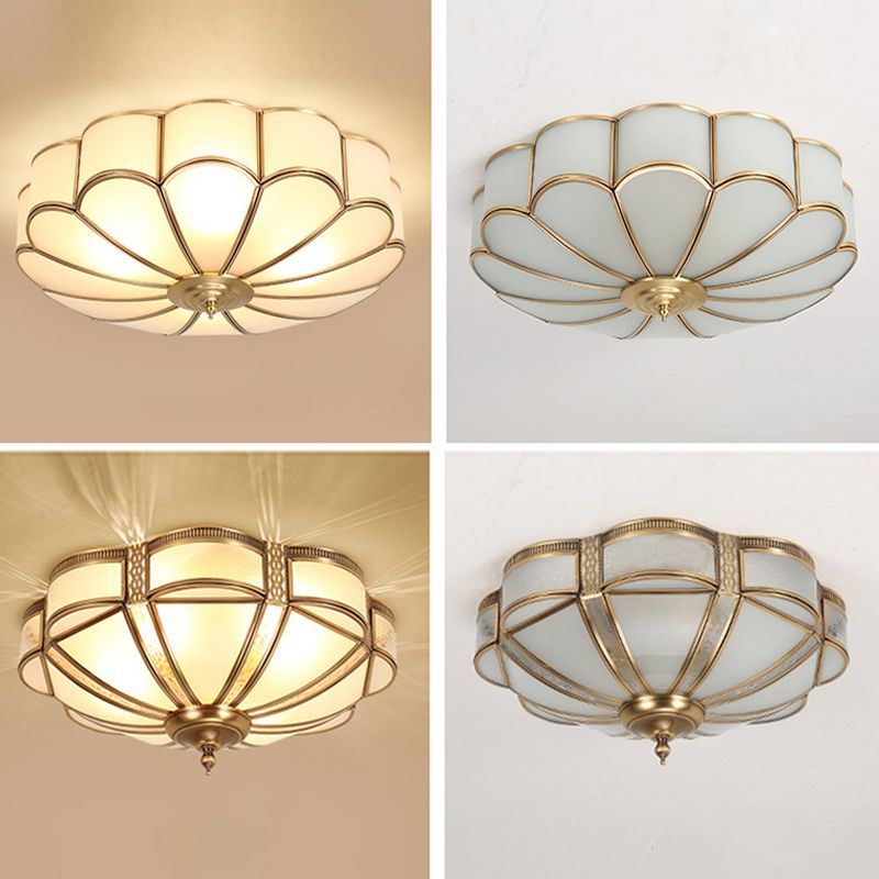 Bronze Ceiling Mount Light Fixtures Colonial Ceiling Flush Mount Lights with Glass Shade