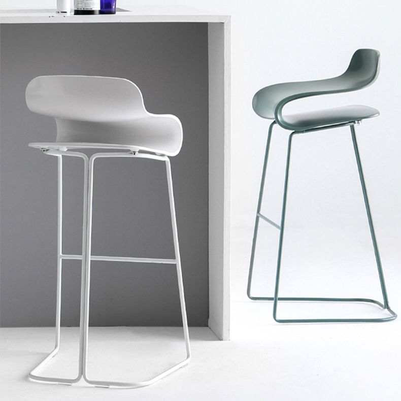 Backrest Armless Counter Stool Modern Iron Bar Stool with Plastic Cushion