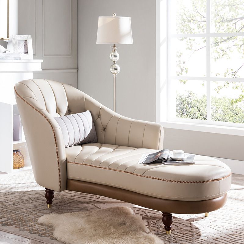 Nordic Style Leather Chair Solid Color Chaise Lounge Couch for Bedroom