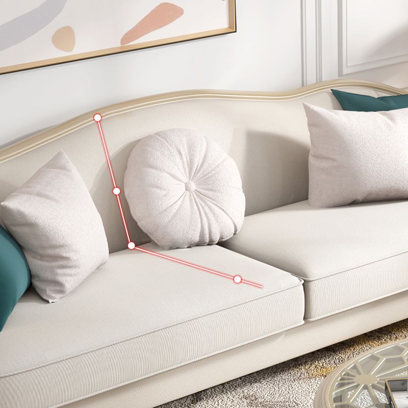 Linen Sectional Sofa Tropical Beige Sloped Arms Sofa for Living Room