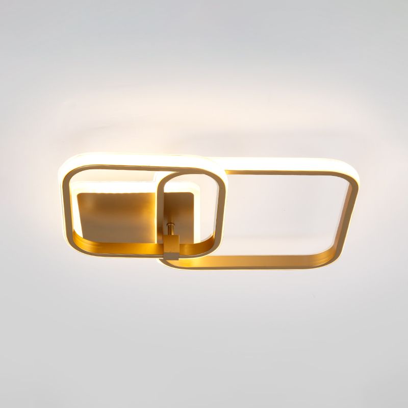Multi-runde/quadratische LED-Deckenleuchte aus Metall, Minimalismus, 2/4 Lichter, Gold-Finish, halbbündige Montageleuchte