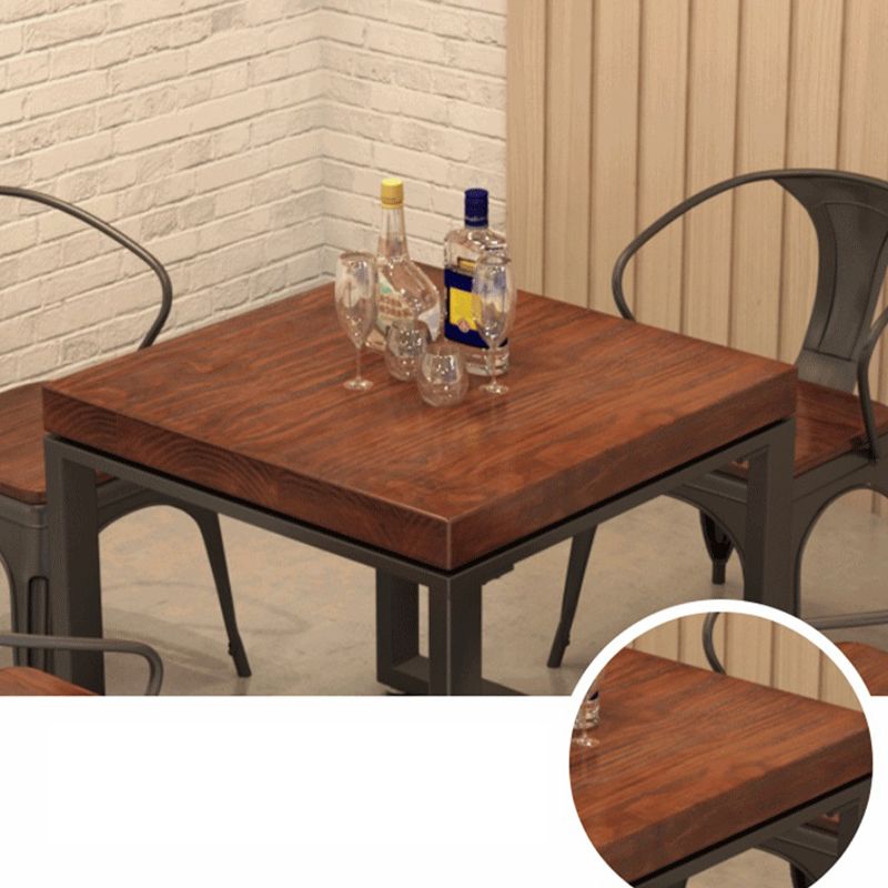 Industrial 1/2/3/5 Pieces Dining Set Square Solid Wood Dining Table Set