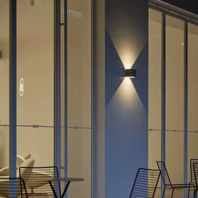 Square Shaped Cement LED Wall Lighting Minimalistic Grey Sconce Light for Living Room