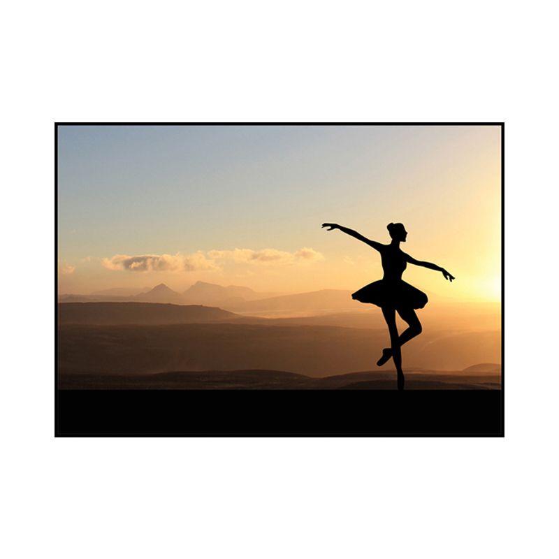 Beautiful Photo Sunset Ballerina Canvas Wall Art for Girls Bedroom, Pastel Color